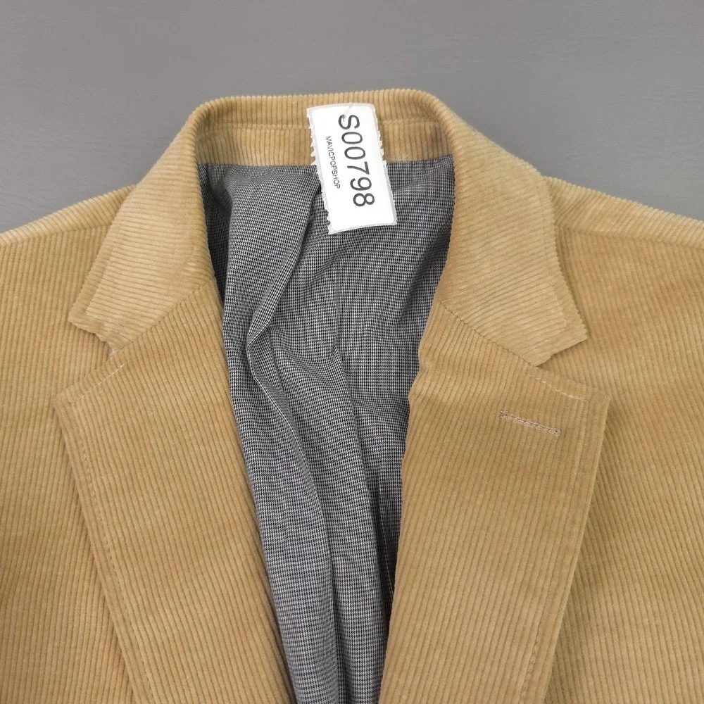 Frank & Oak Tan Corduroy Blazer with Navy Anchor Shirt